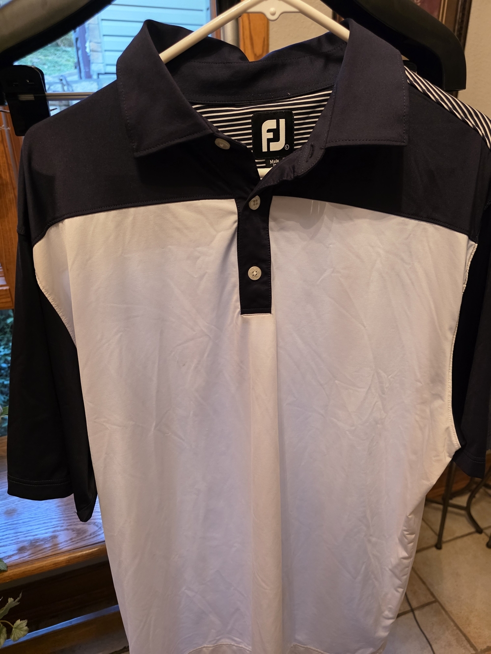 FootJoy Men’s Navy and White Golf Polo Sz Lg